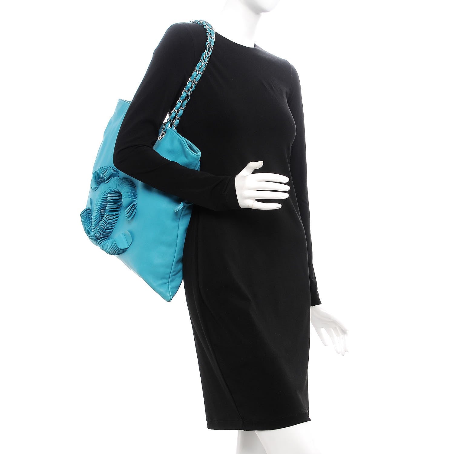 Chanel Lambskin CC Disc Tote Turquoise 2 of 12
