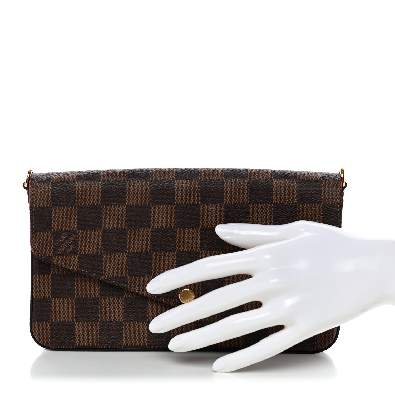 Louis Vuitton Damier Ebene Pochette Felicie Chain Wallet 2 of 11