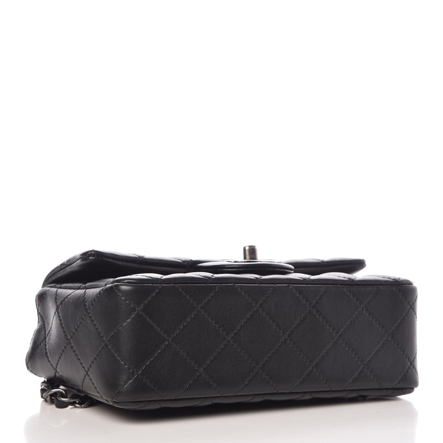 Lambskin Quilted Mini Rectangular Flap Black