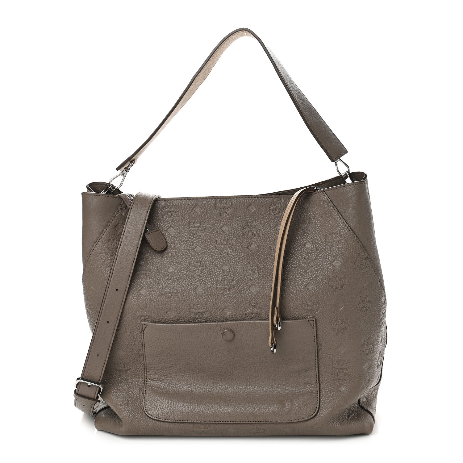 MCM Calfskin Ottomar Monogram Medium Klara Hobo Taupe 1 of 9