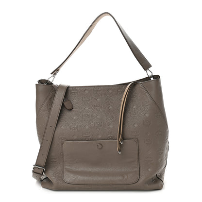 MCM Calfskin Ottomar Monogram Medium Klara Hobo Taupe 1 of 9