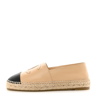 Chanel Lambskin CC Espadrilles 39 Beige Black 1 of 8