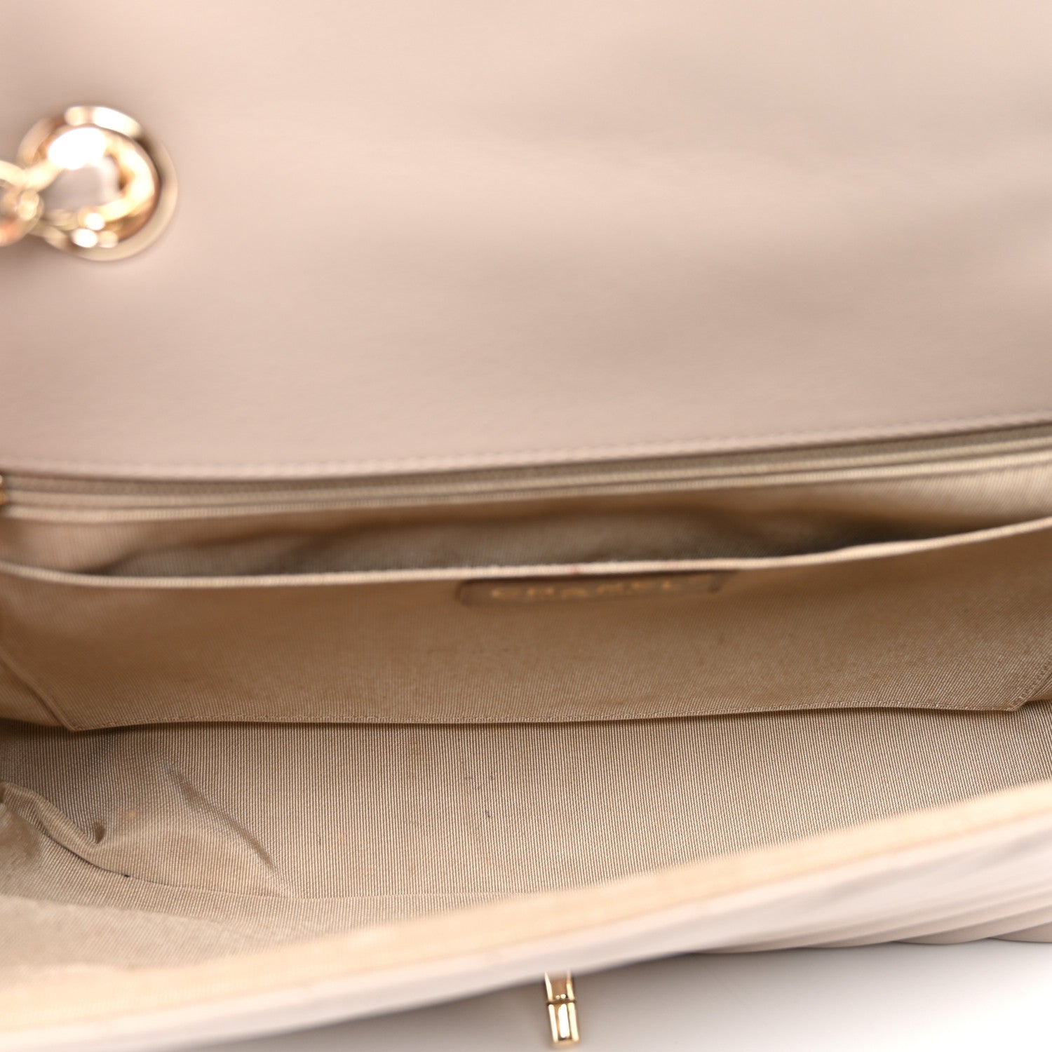 Chanel Calfskin Chevron Quilted Large Statement Flap Beige 5 of 10