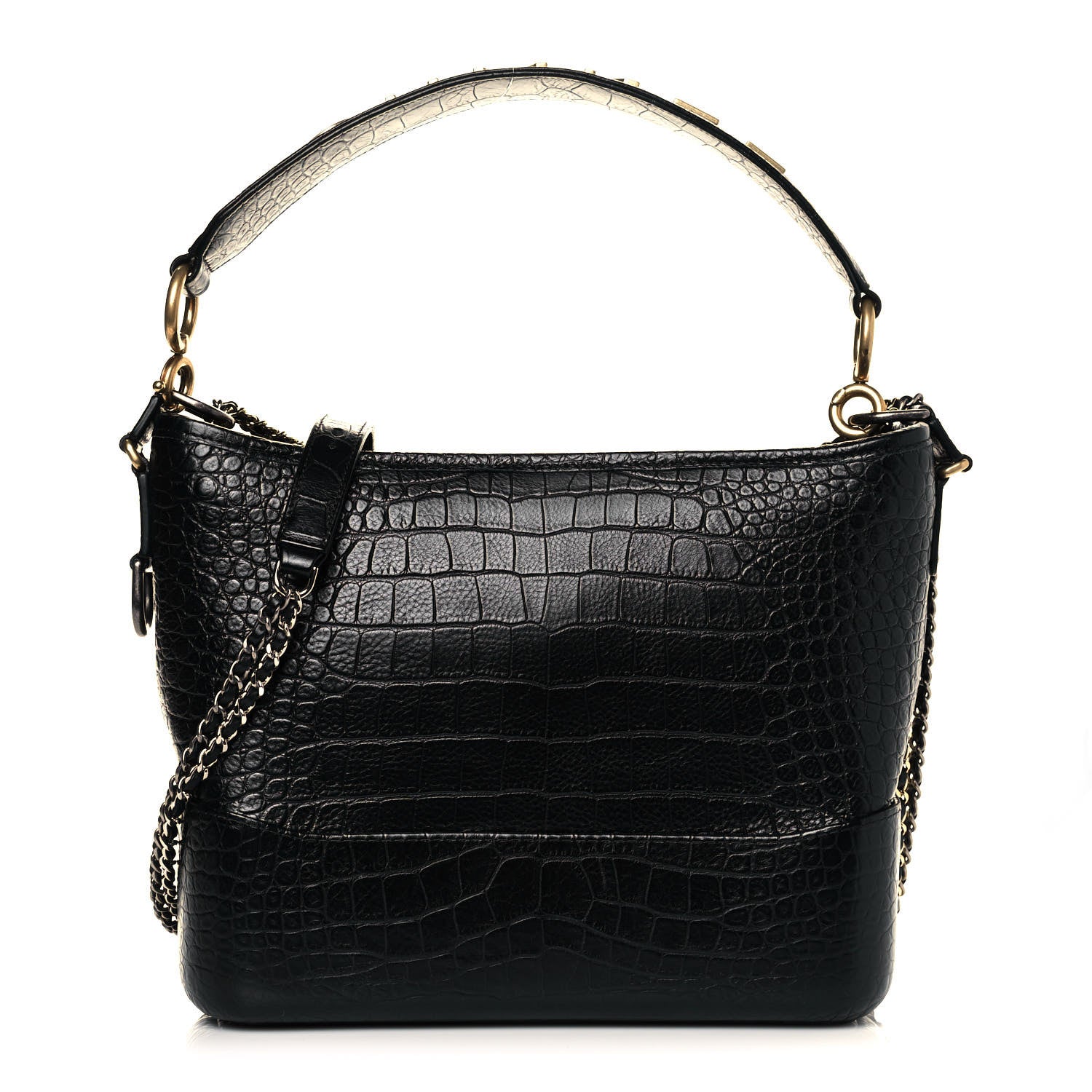 Chanel Crocodile Embossed Calfskin Medium Gabrielle Cocodile Hobo Black 1 of 10