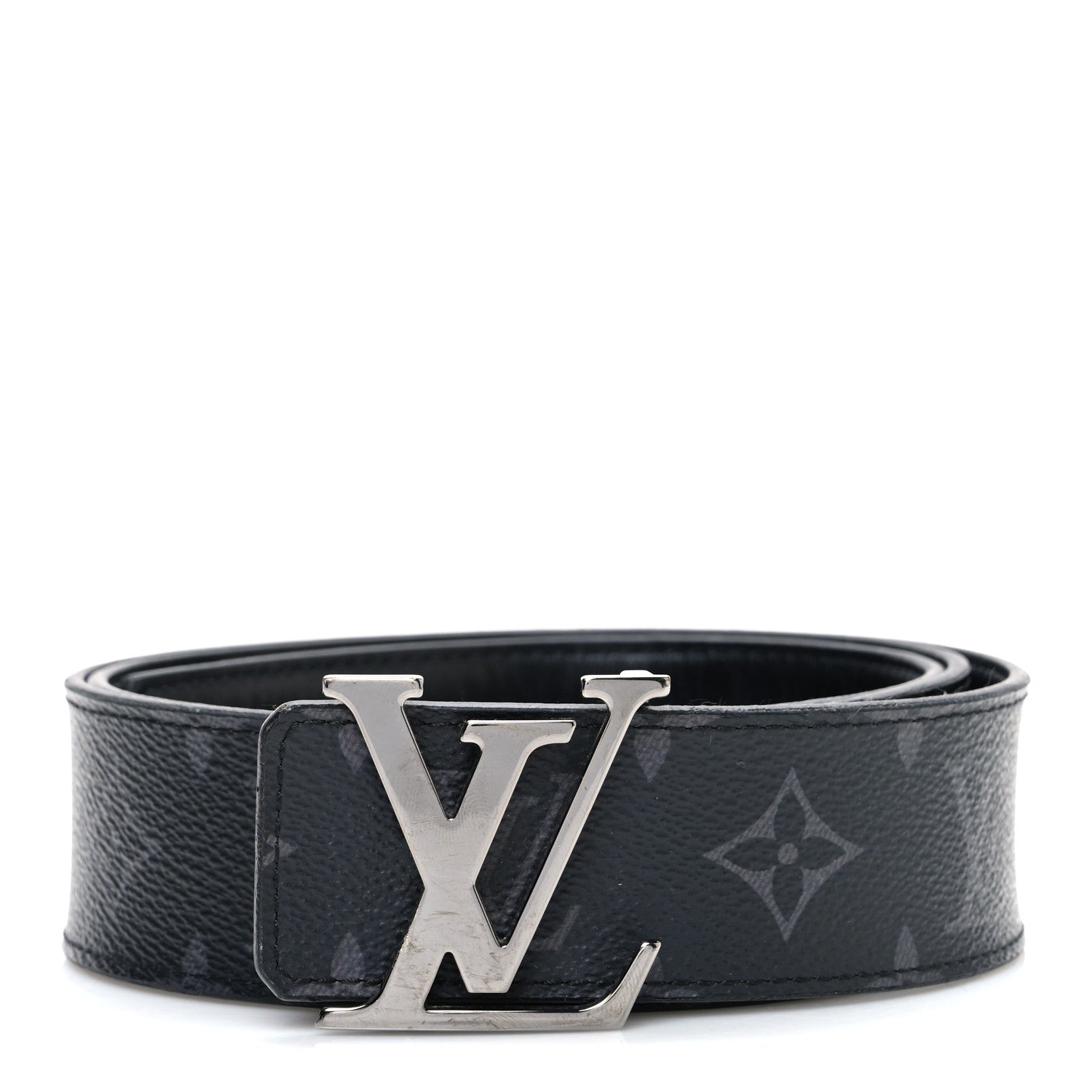 Louis Vuitton Monogram Eclipse Taigarama 40mm LV Initiales Reversible Belt 95 38 Black 1 of 7
