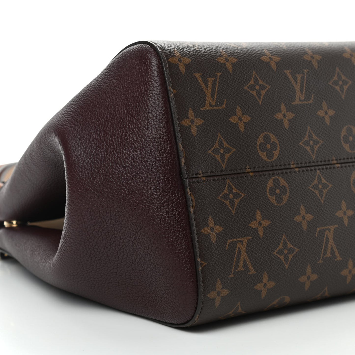 Calfskin Monogram Fold Tote MM Black Wine Cream