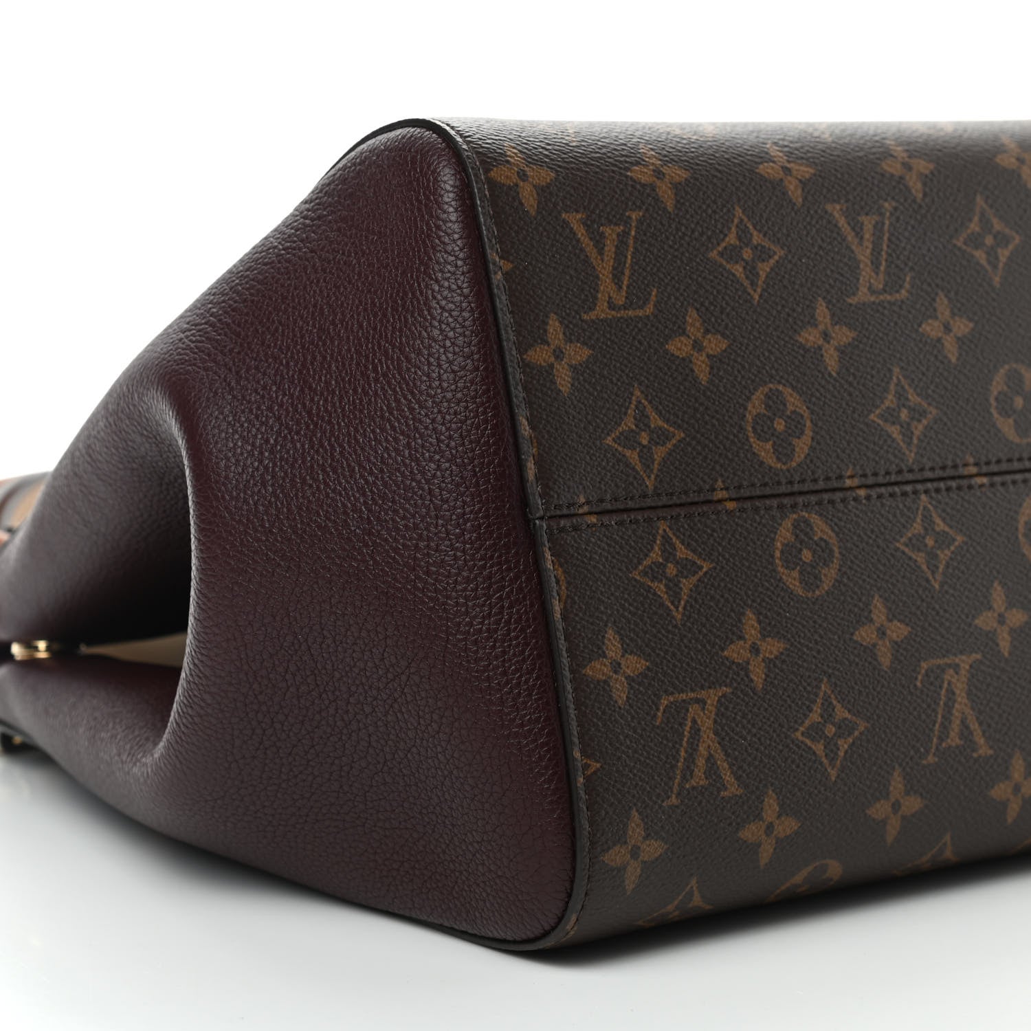 Louis Vuitton Calfskin Monogram Fold Tote MM Black Wine Cream 9 of 10