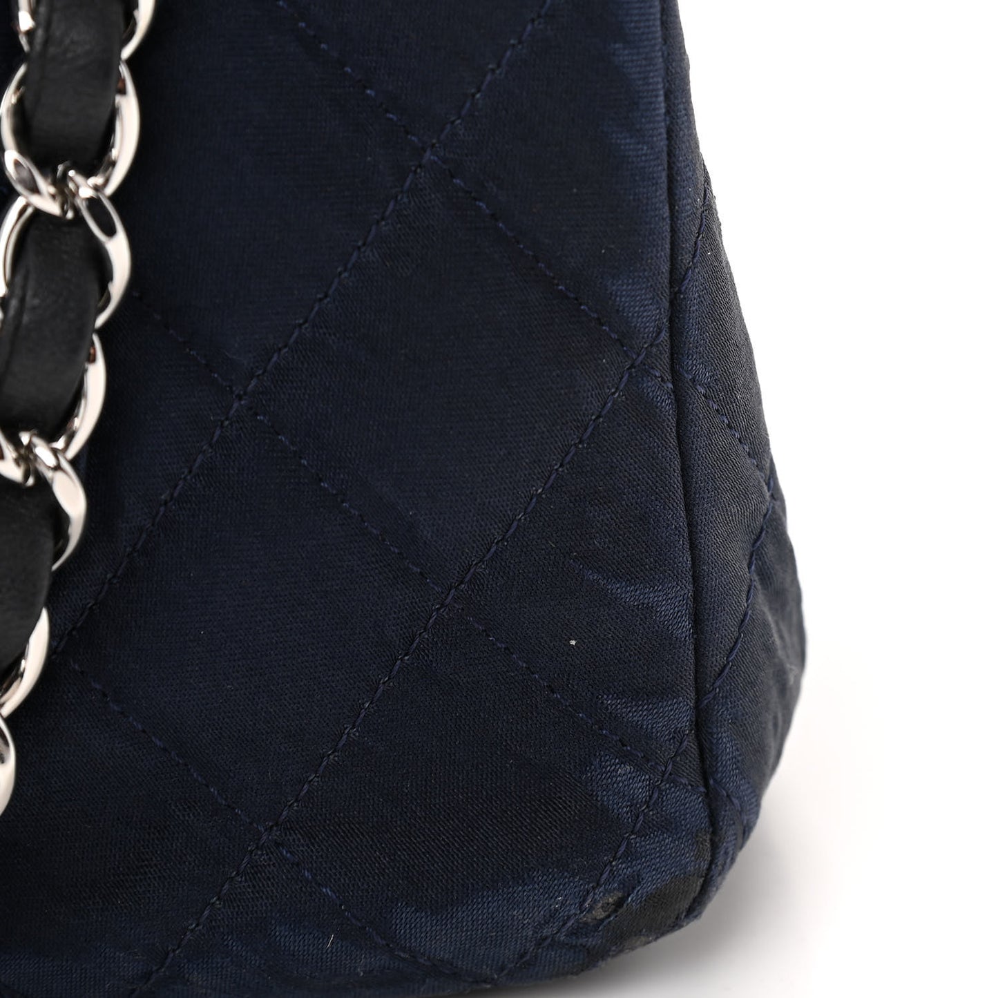 Satin Paillette Sequin Quilted Medium Single Flap Navy