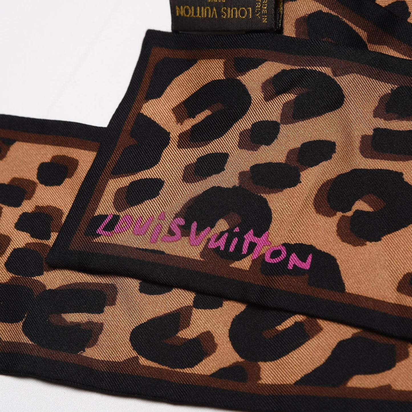 Silk Leopard Bandeau Scarf Marron