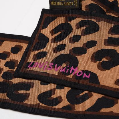 Louis Vuitton Silk Leopard Bandeau Scarf Marron 3 of 5