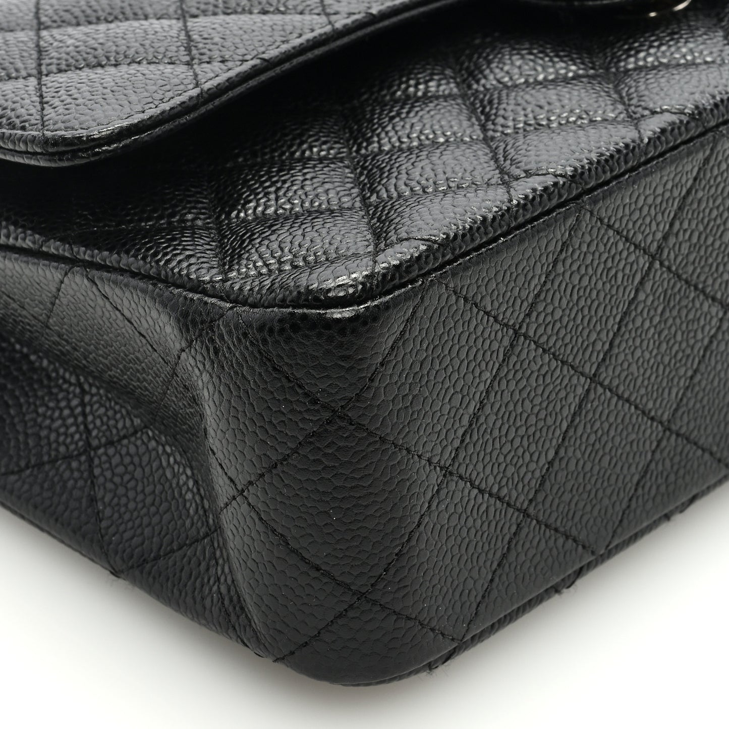 Caviar Quilted Medium Double Flap Black