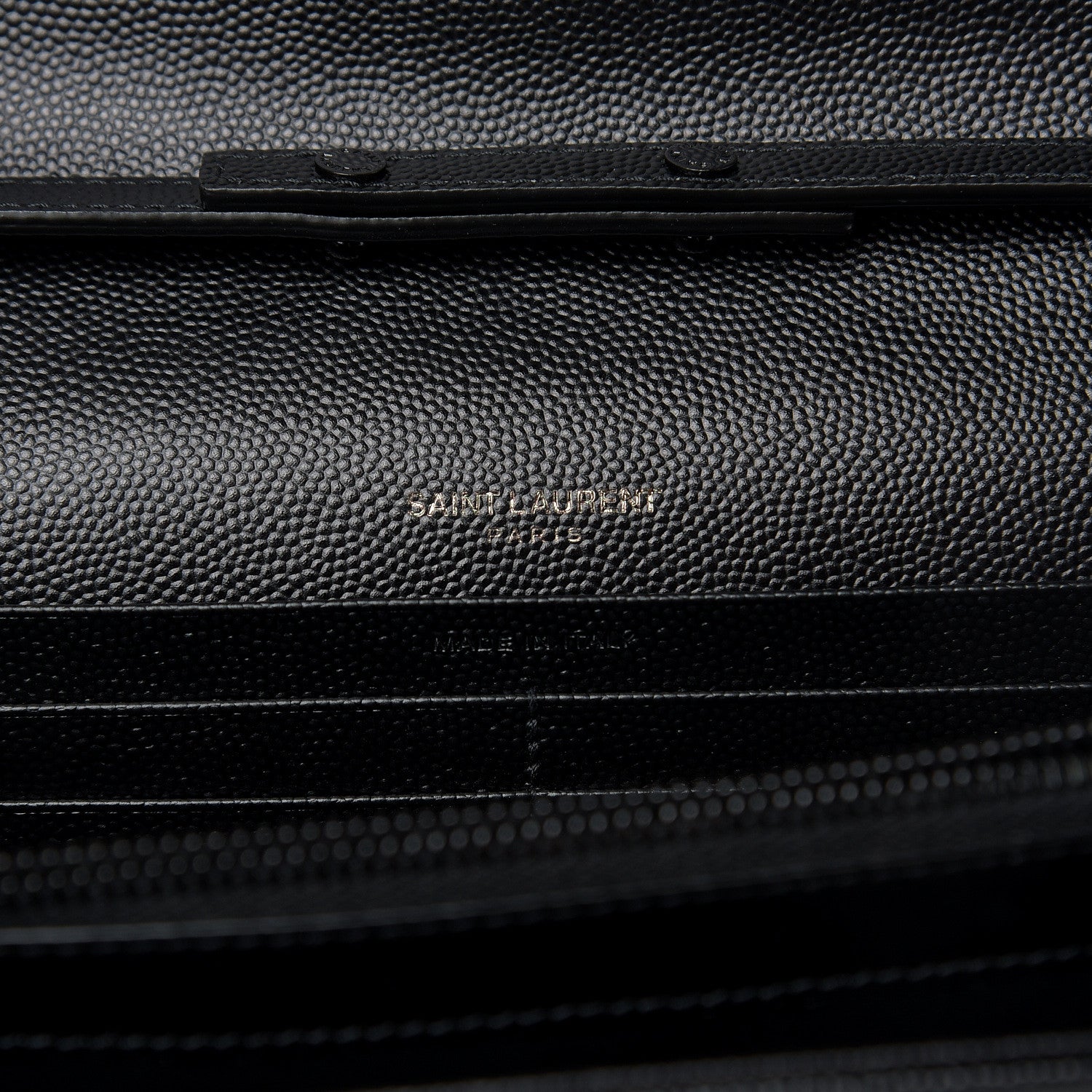Saint Laurent Grain De Poudre Matelasse Chevron Monogram Chain Wallet Black 6 of 8