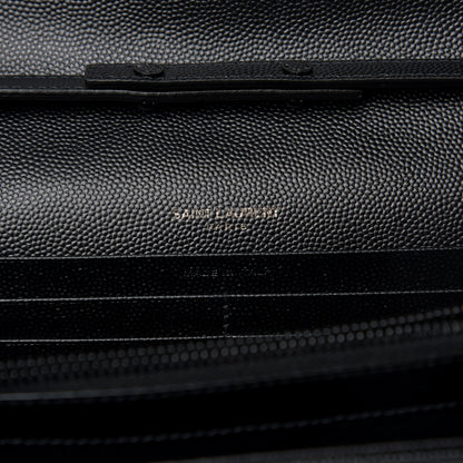 Saint Laurent Grain De Poudre Matelasse Chevron Monogram Chain Wallet Black 6 of 8