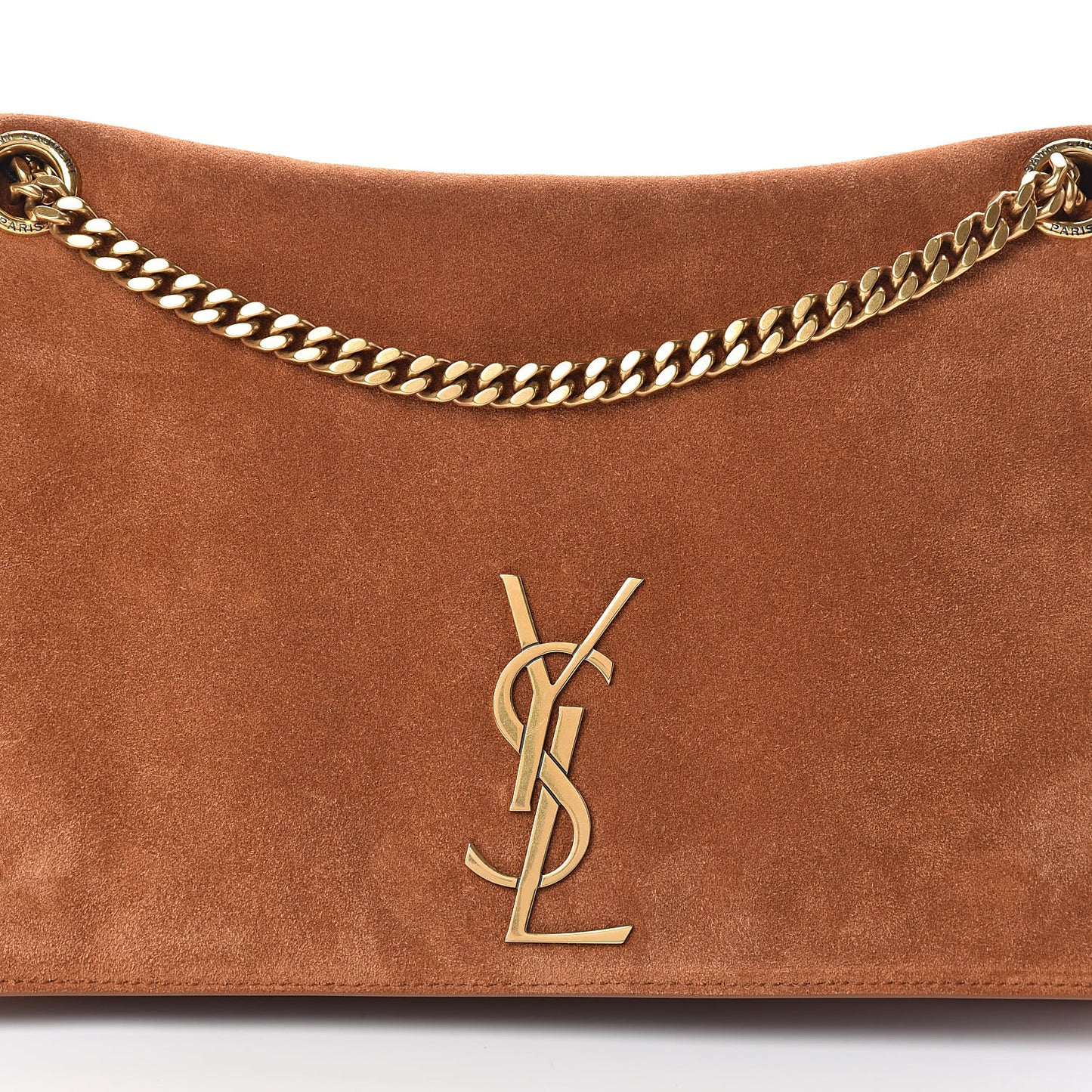 Smooth Calfskin Suede Medium Reversible Monogram Kate Satchel Light Ochre