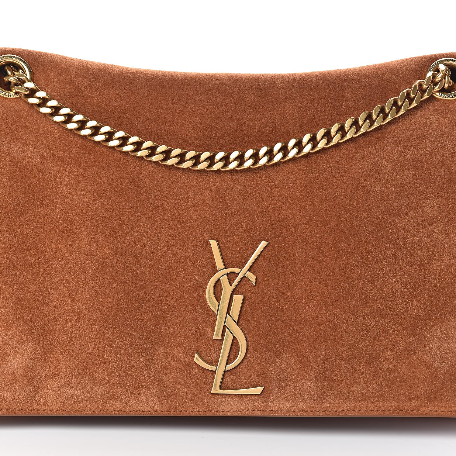 Saint Laurent Smooth Calfskin Suede Medium Reversible Monogram Kate Satchel Light Ochre 12 of 14