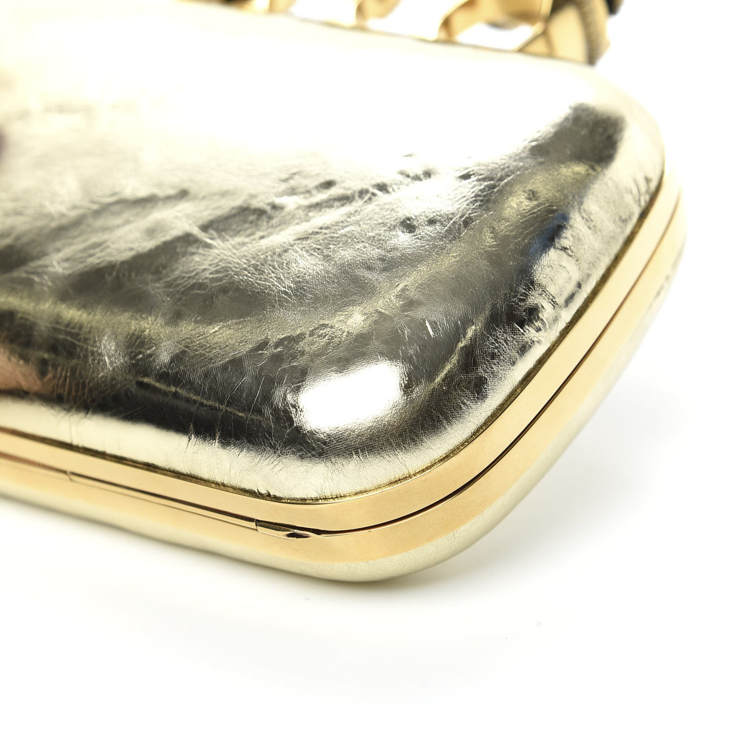 Nappa Spider Knuckle Box Clutch Gold