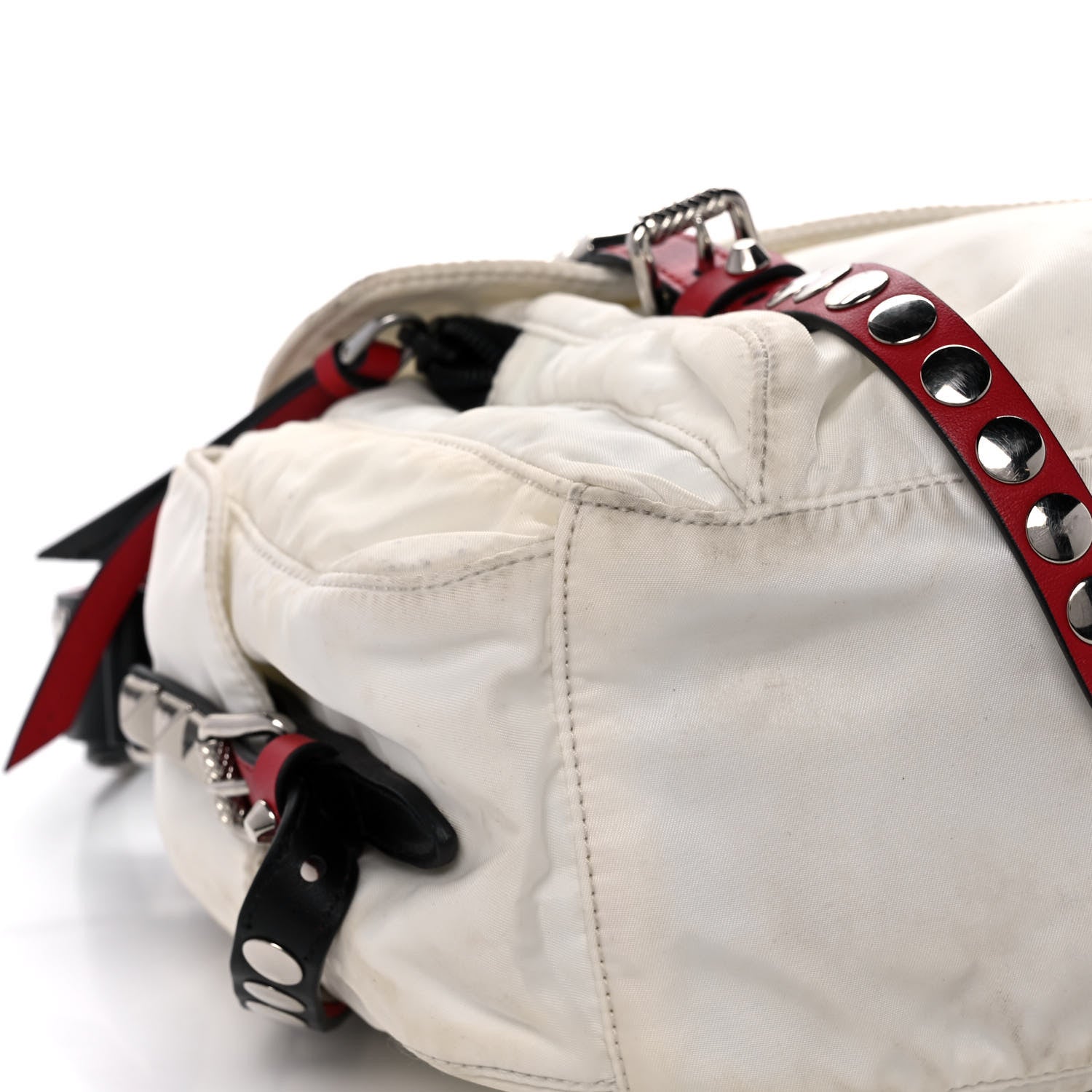 Prada Nylon New Vela Studded Messenger White Fuoco 10 of 20