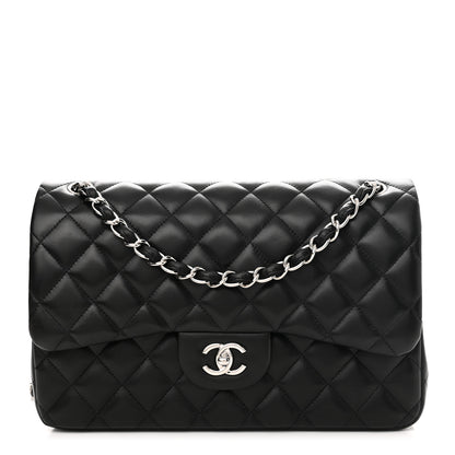 Chanel Lambskin Quilted Jumbo Double Flap Black 1 of 14