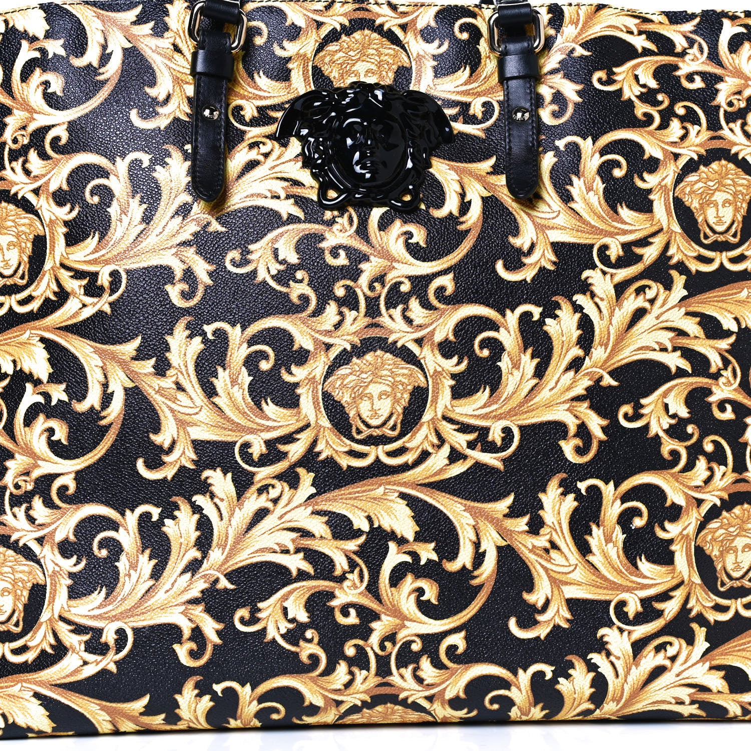 Versace Grained Calfskin Baroque Print Medusa Tote Black 7 of 13