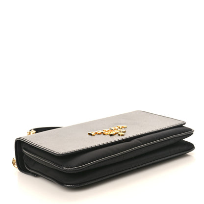 Prada Saffiano Tessuto Nylon Chain Shoulder Bag Black 4 of 9