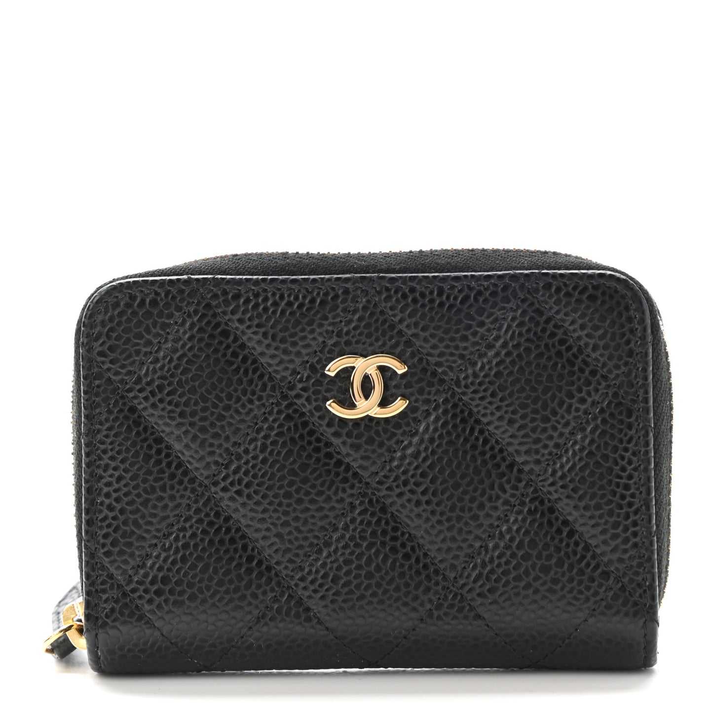 Caviar Quilted Zip Coin Purse Black
