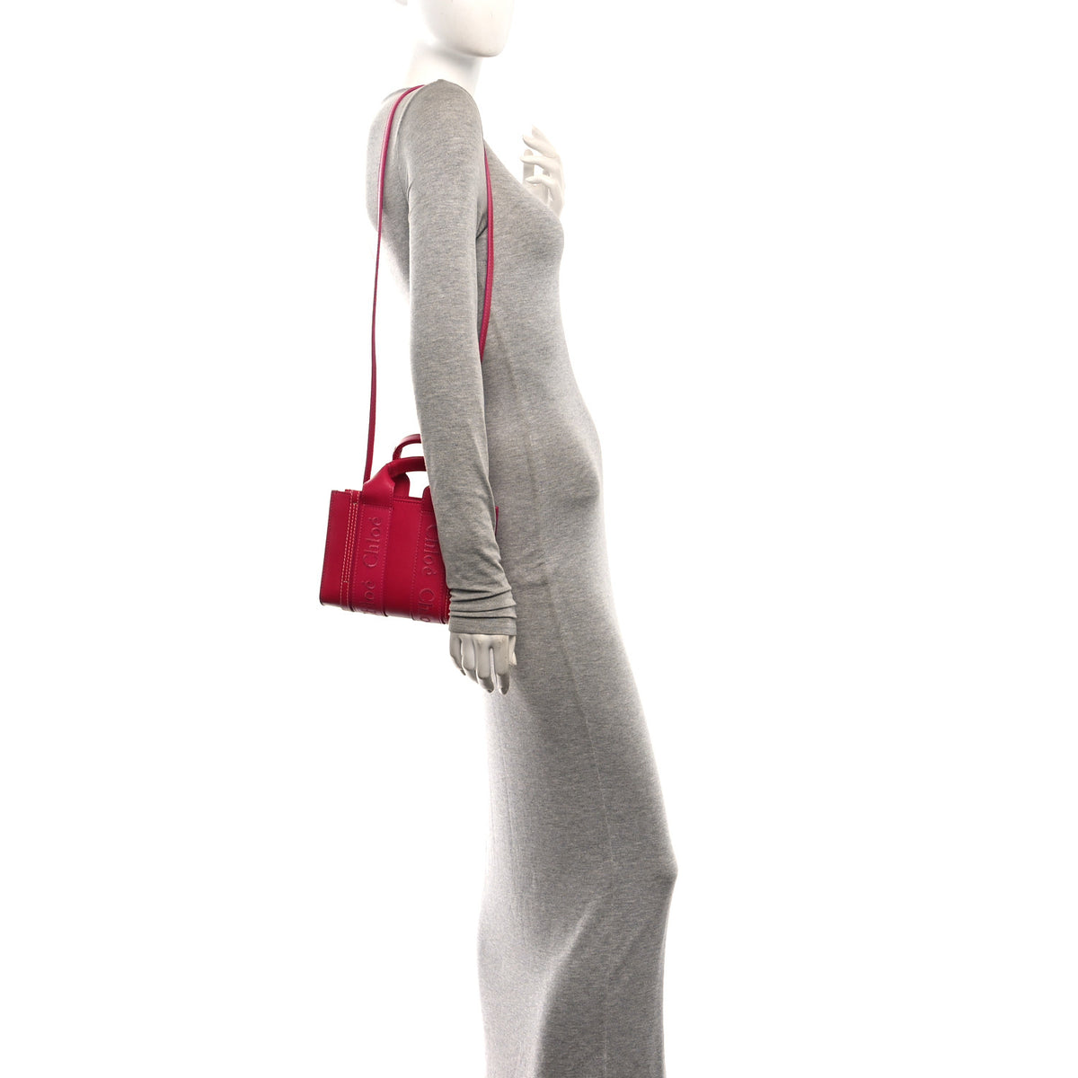 Chloe Calfskin Mini Woody Ribbon Tote Fizzy Pink 3 of 12