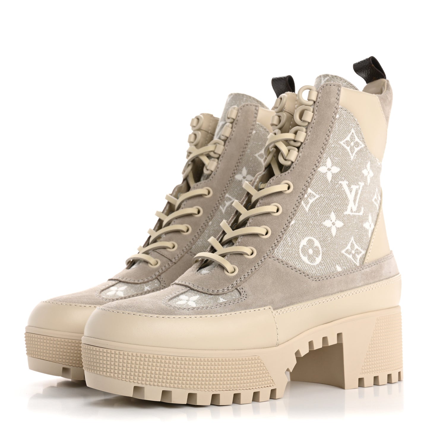 Suede Calfskin Laureate Platform Desert Boots 38 Taupe