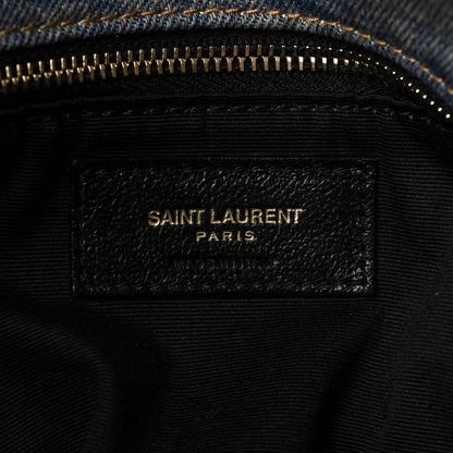 Saint Laurent Denim Quilted Medium Loulou Puffer Monogram Chain Satchel Blue Cinnamon 5 of 6