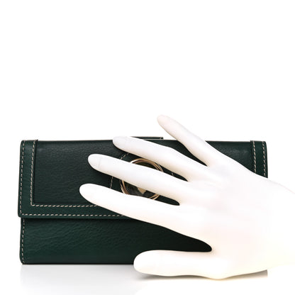 Gucci Calfskin Crest Continental Flap Wallet Green 2 of 14