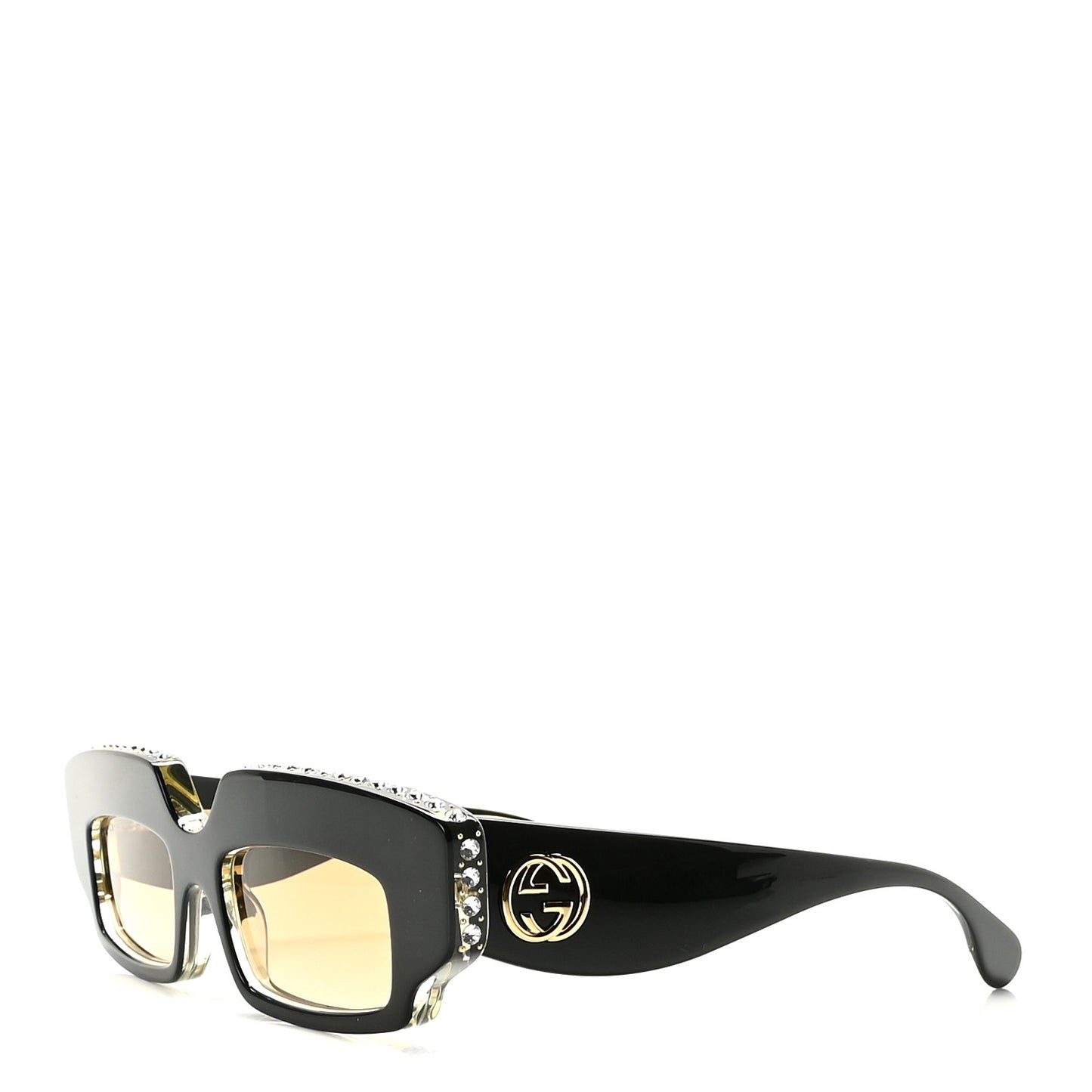 Acetate Crystal Embellished Sunglasses GG0782S Black Gold