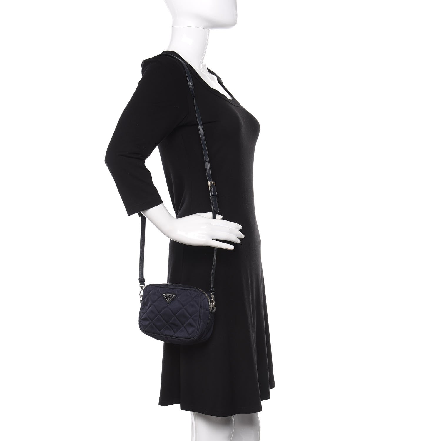 Prada Nylon Tessuto Impuntu Quilted Crossbody Bag Baltico 2 of 8
