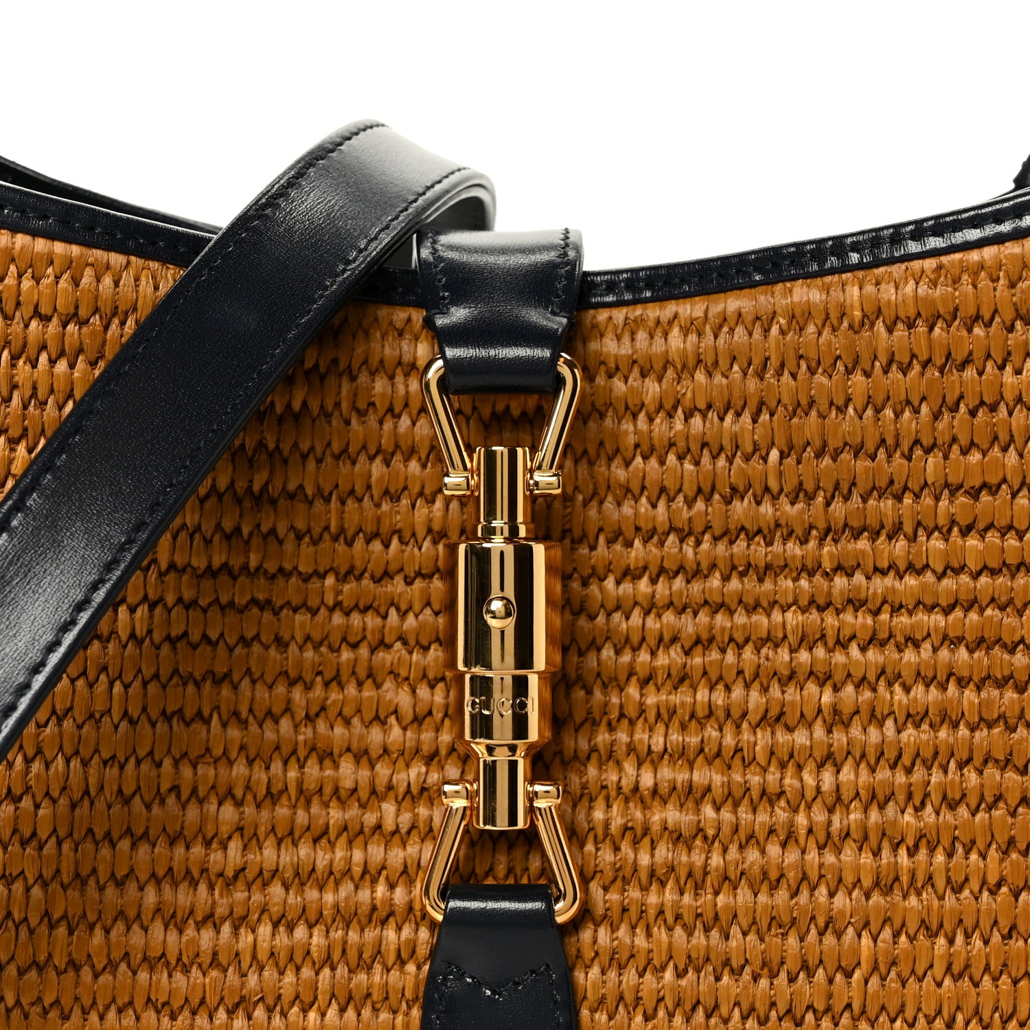 Gucci Straw Lux Boarded Dyana Lux Calfskin Small Jackie 1961 Hobo Natural Blue 9 of 11