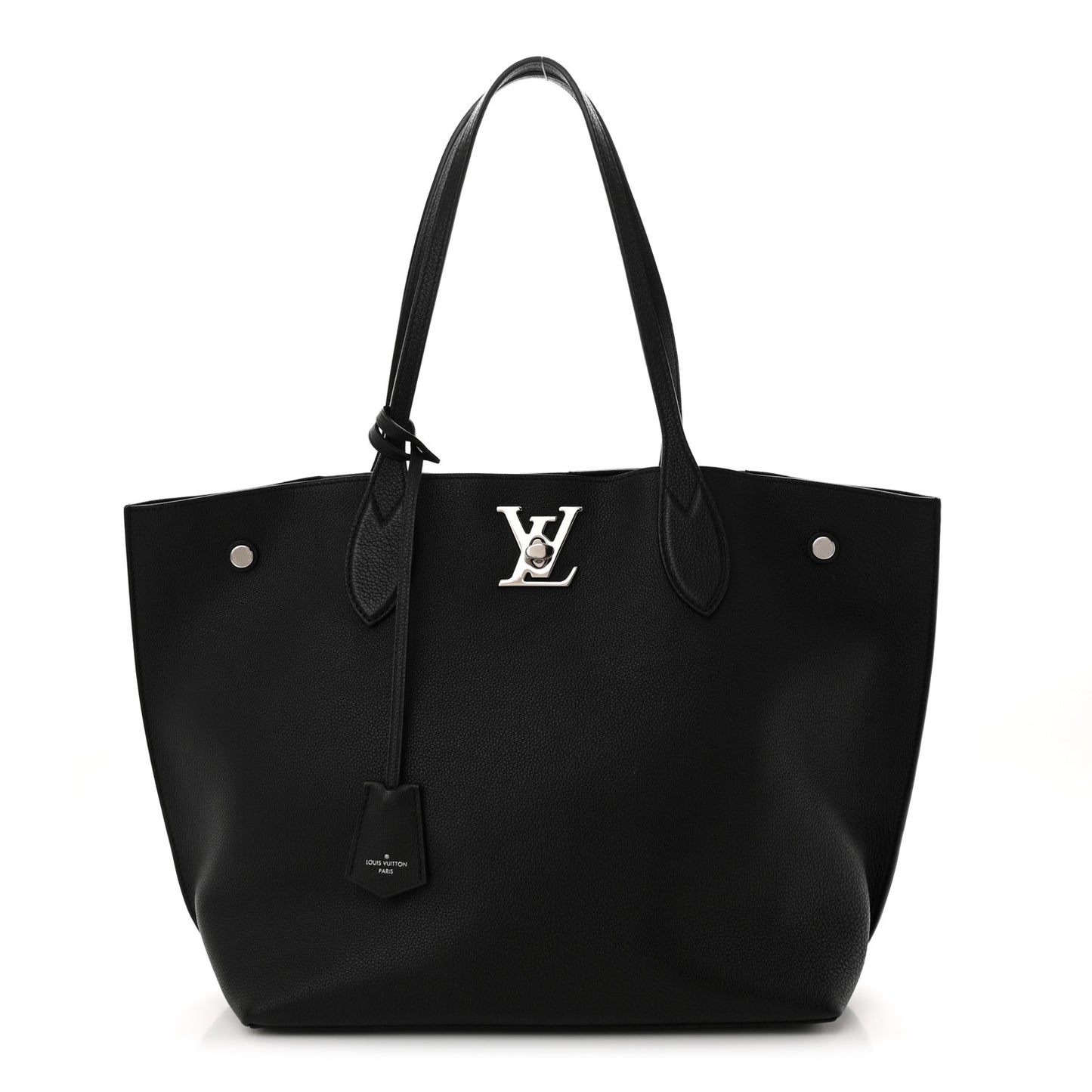 Calfskin Lockme Go Tote Black