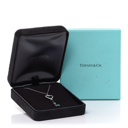 Tiffany 18K White Gold Diamond Medium Heart Key Pendant Necklace 7 of 7