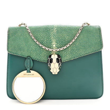 Bulgari Galuchat Calfskin Serpenti Forever Crossbody Bag Green 3 of 10