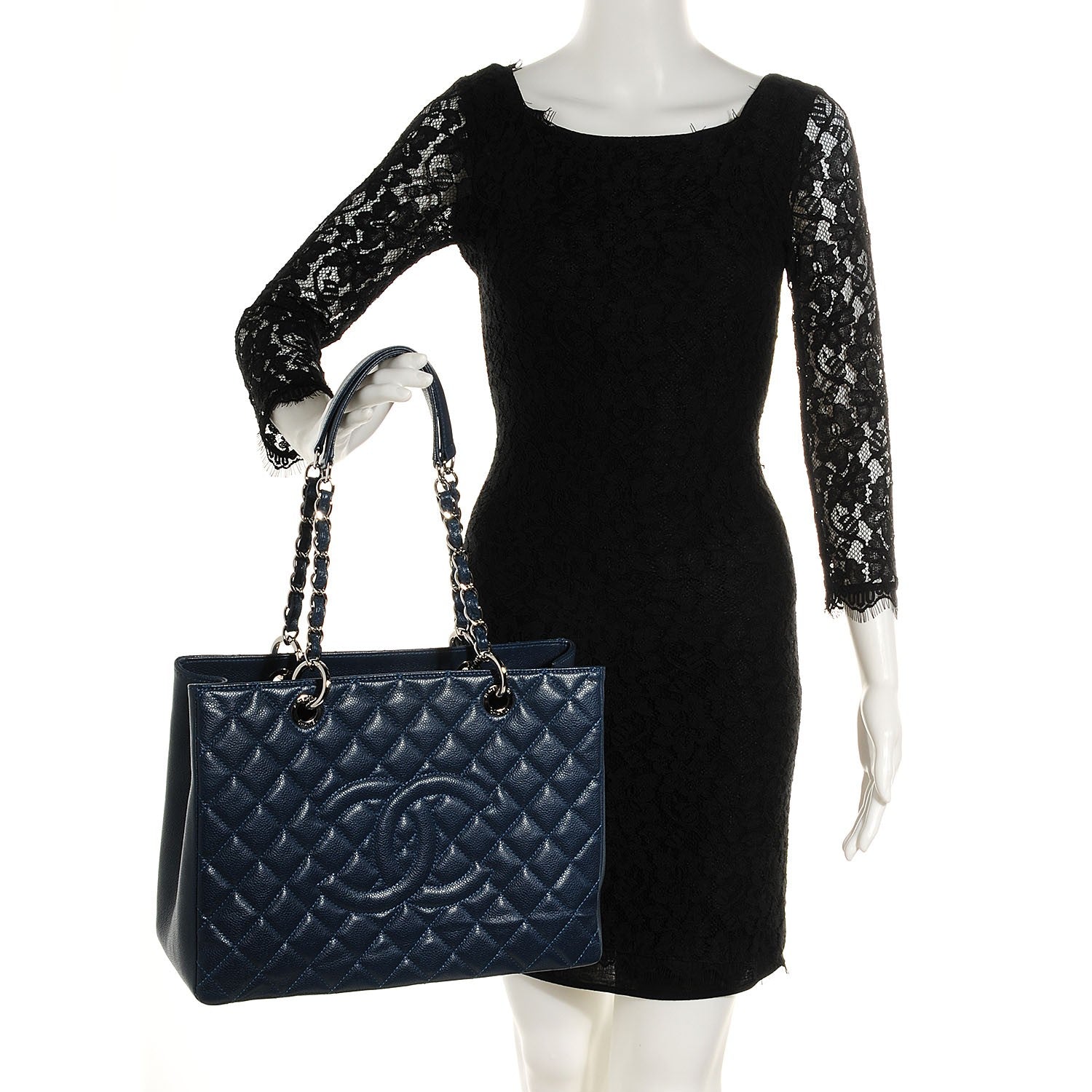 Chanel Caviar Grand Shopping Tote GST Blue 2 of 7