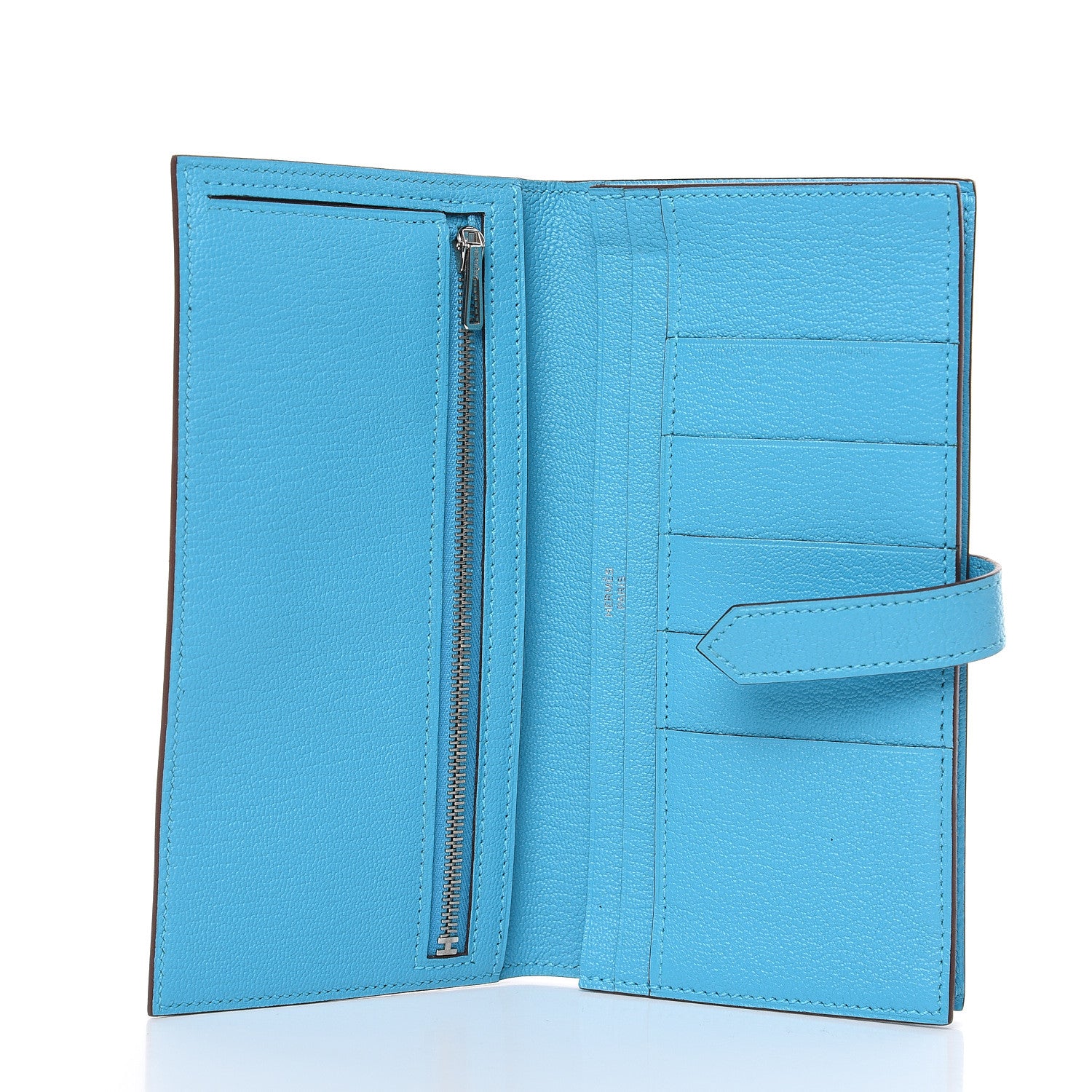 Hermes Chevre Mysore Bearn Gusset Wallet Bleu Azteque 5 of 7