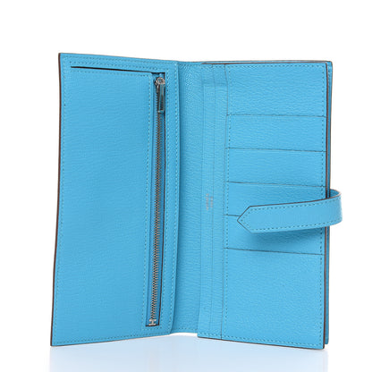 Hermes Chevre Mysore Bearn Gusset Wallet Bleu Azteque 5 of 7