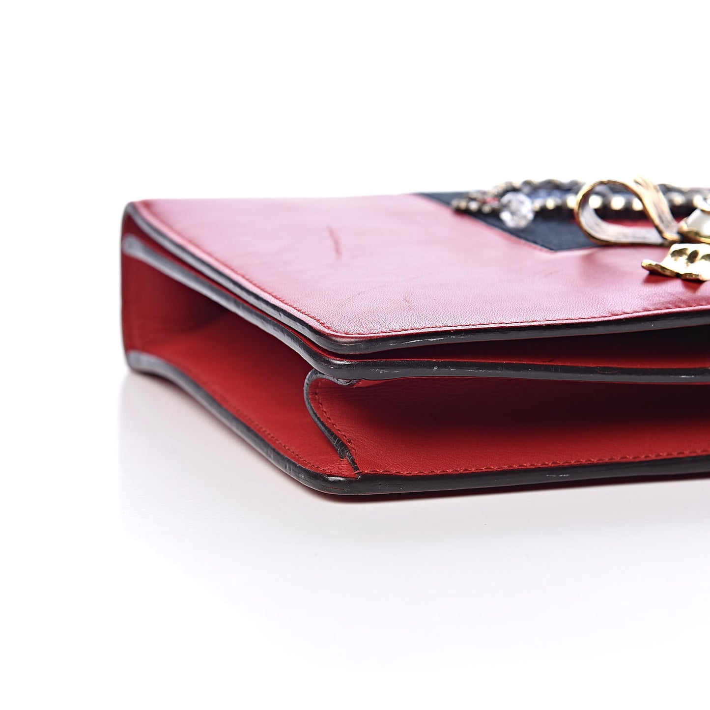 Calfskin Web Medium Peony Chain Shoulder Bag Red