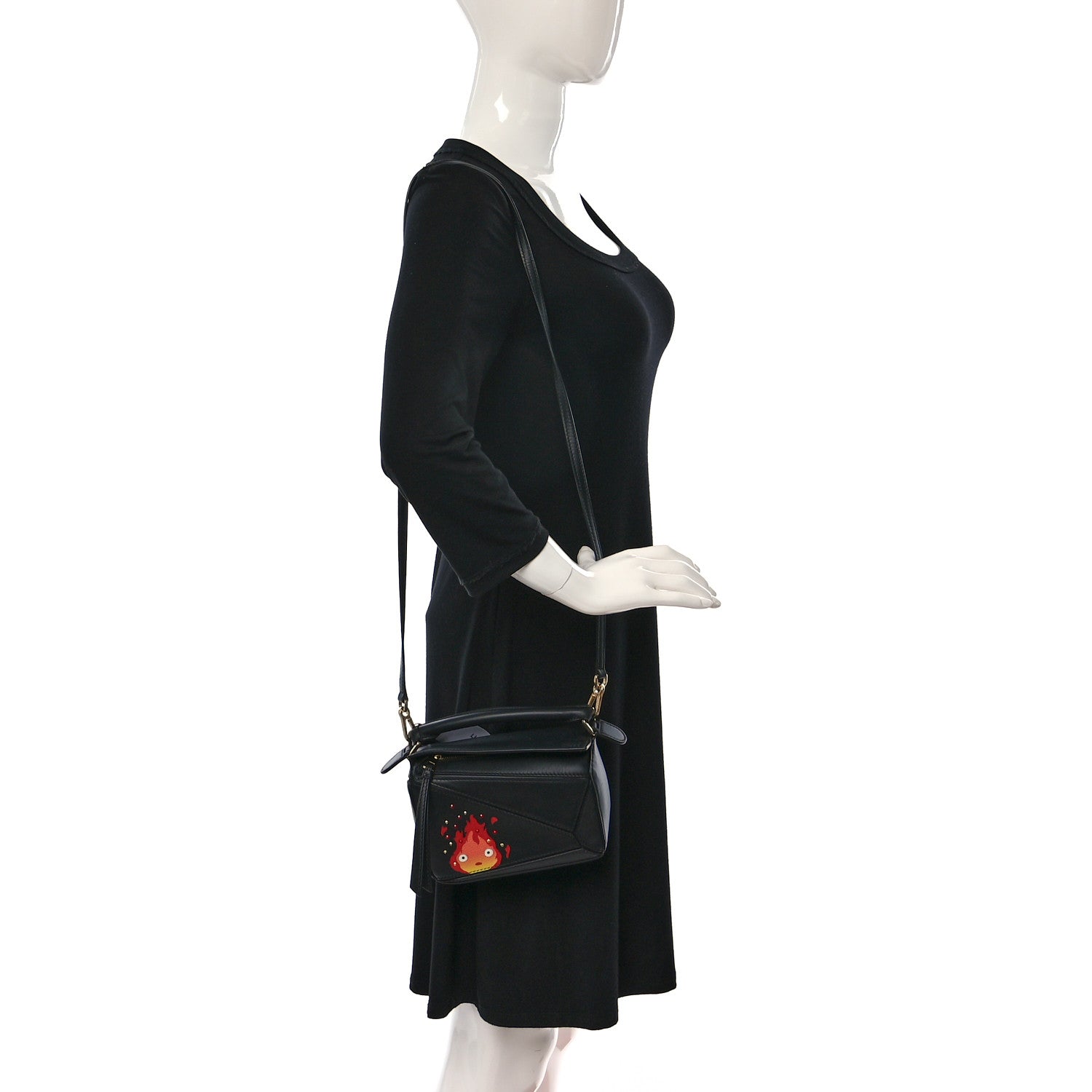 Loewe X HOWLS MOVING CASTLE Satin Calfskin Mini Calcifer Puzzle Black 2 of 9