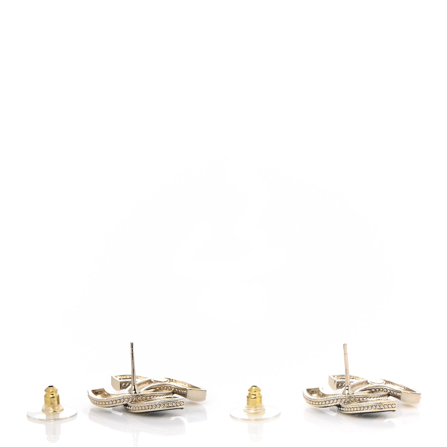 Chanel Enamel CC Earrings Black Gold 3 of 4