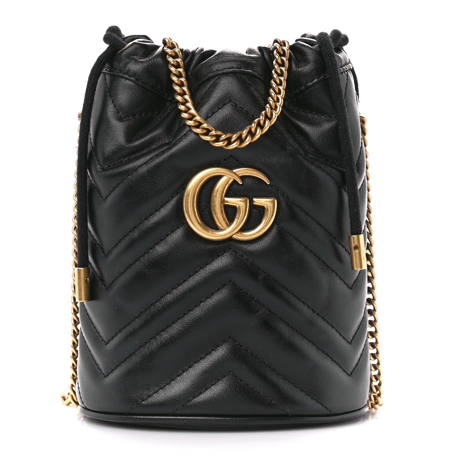 Gucci Calfskin Matelasse Mini GG Marmont 2.0 Bucket Bag Black 1 of 11