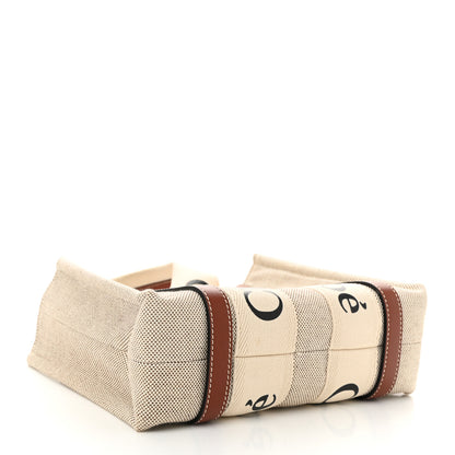 Chloe Cotton Calfskin Small Woody Ribbon Tote White Brown 4 of 10