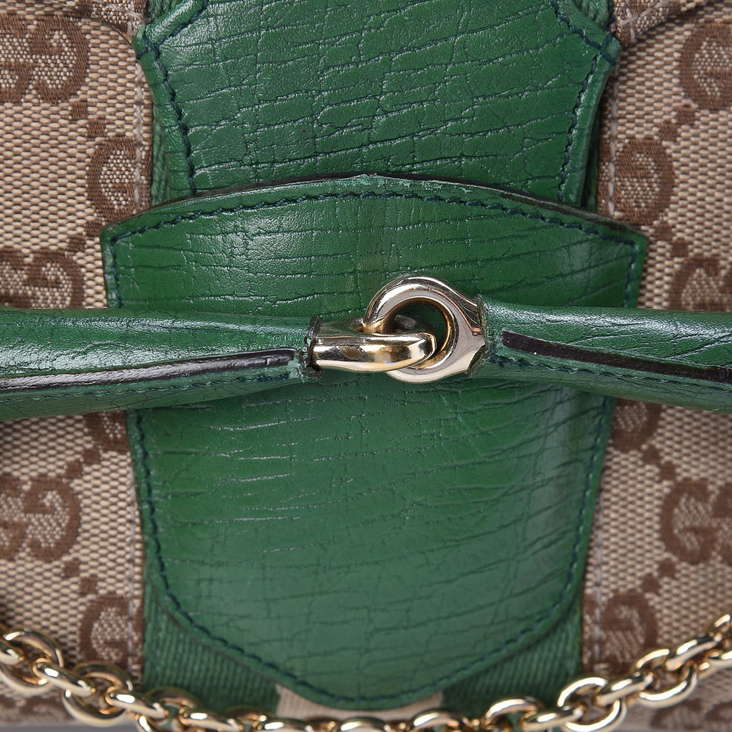 Monogram Horsebit Web Flap Bag Green