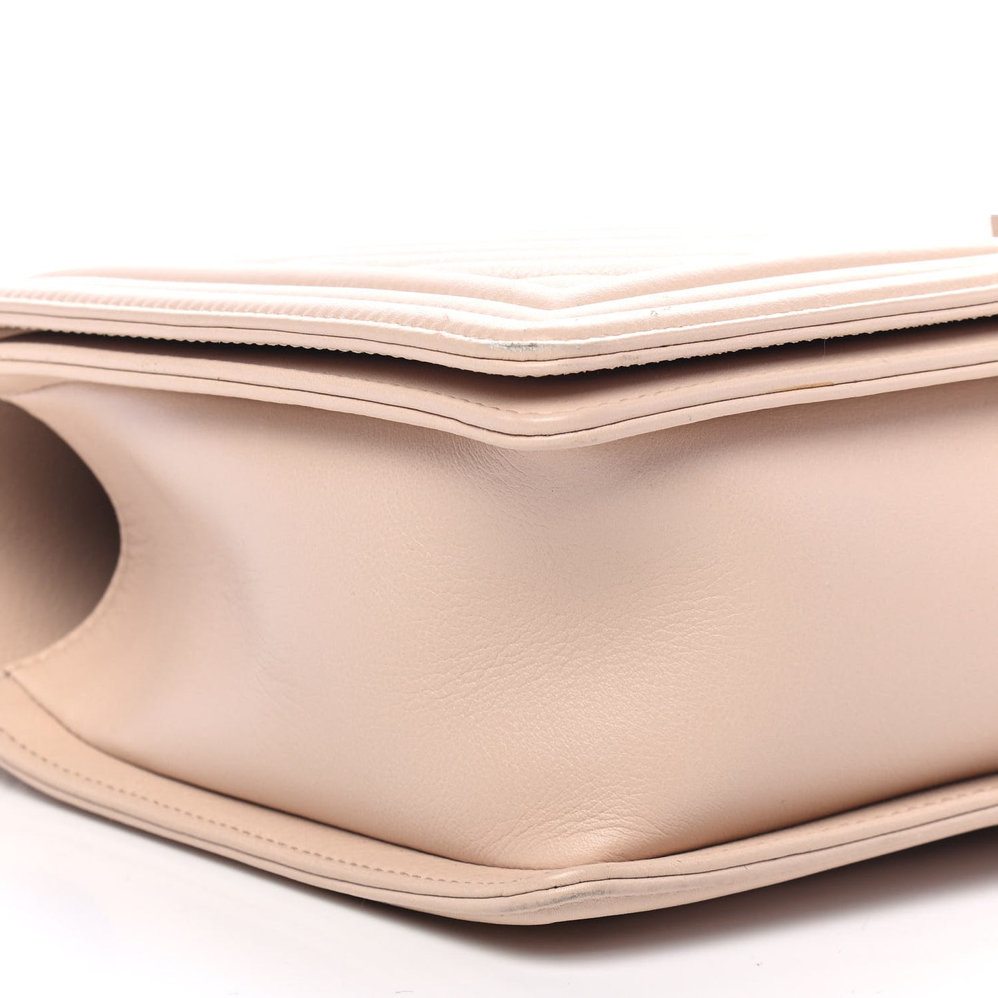 Calfskin Chevron Quilted New Medium Boy Flap Beige