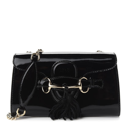 Gucci Patent Small Emily Chain Shoulder Bag Black 1 of 9