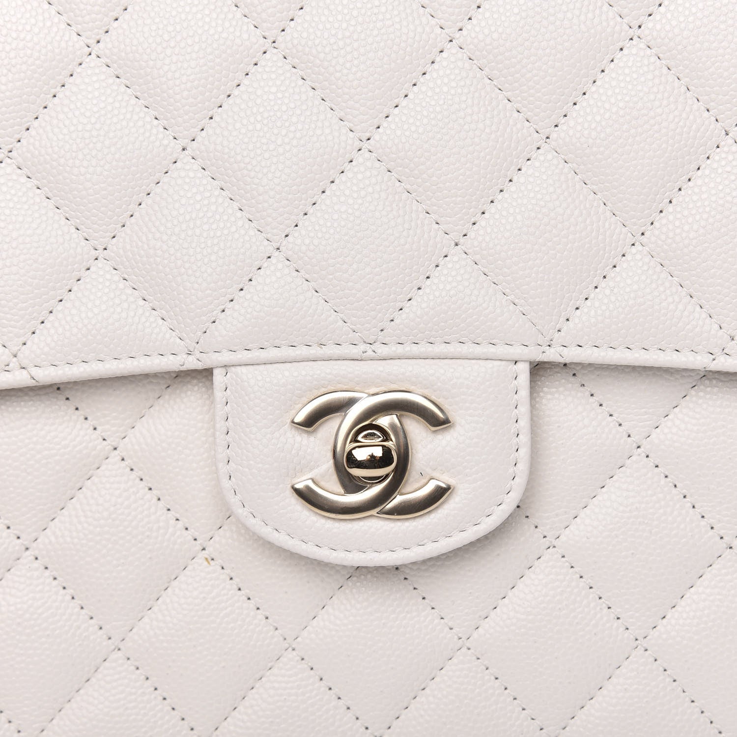 Chanel Caviar Quilted Square Flap Clutch White 8 of 9