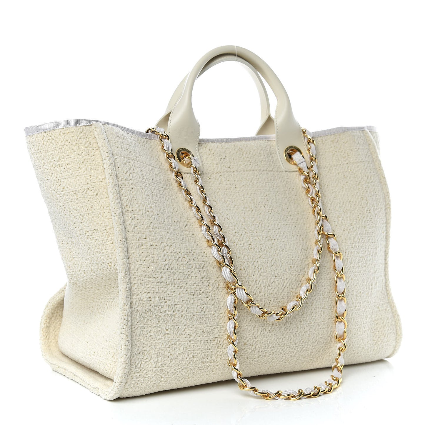 Lurex Boucle Large Deauville Tote White