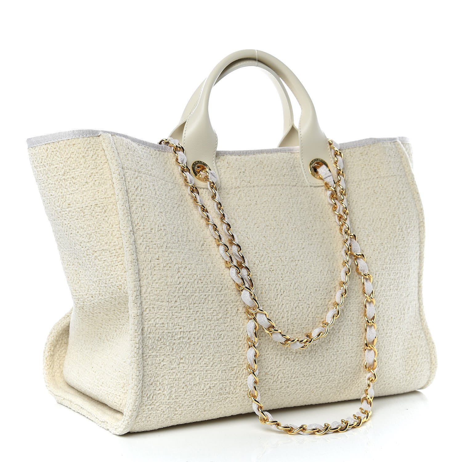 Chanel Lurex Boucle Large Deauville Tote White 3 of 9