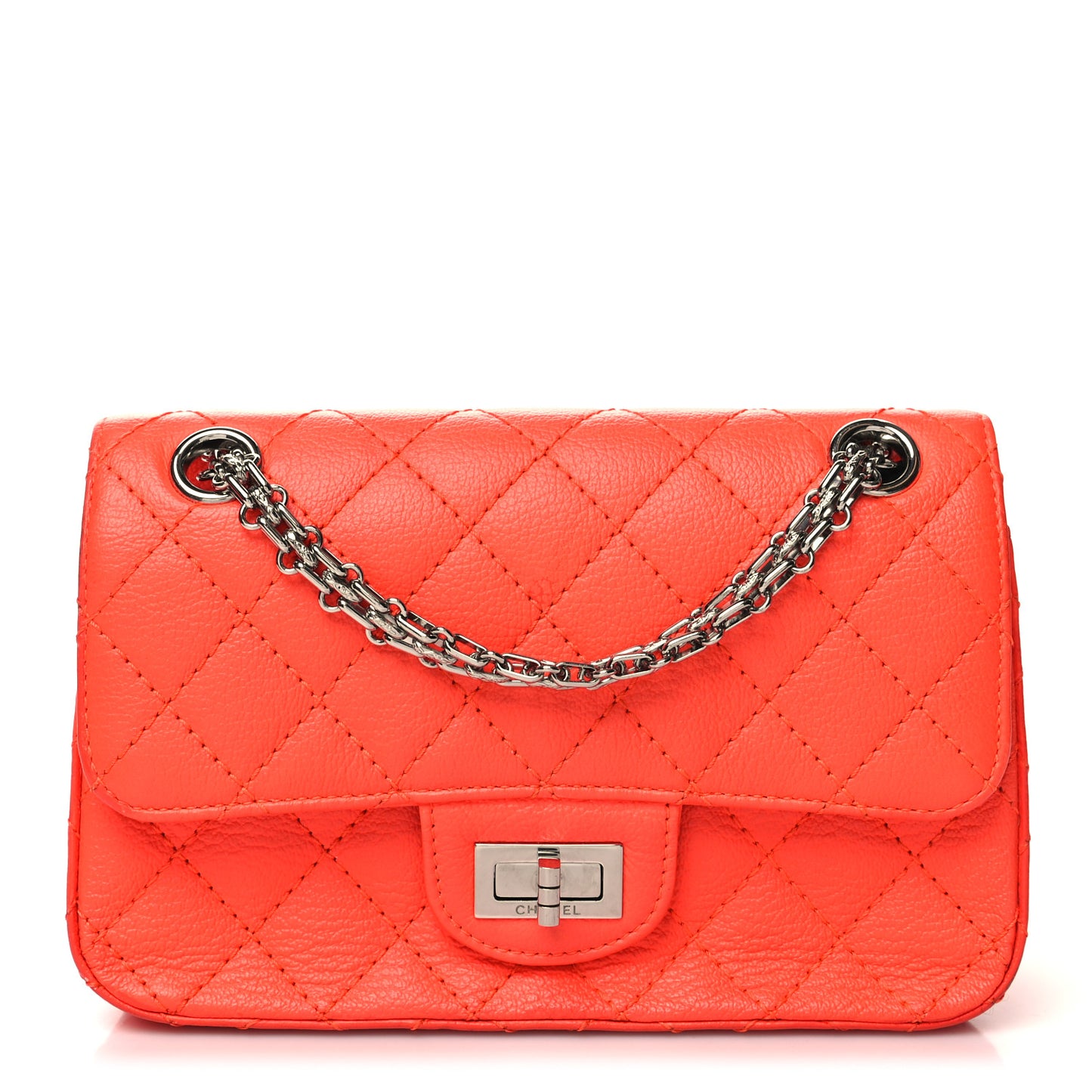 Goatskin Quilted 2.55 Reissue Mini Flap Orange